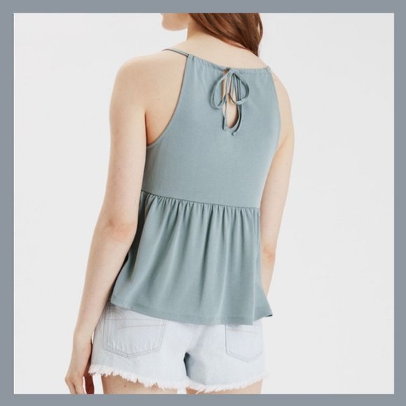 American Eagle Soft Black Peplum Tank- AE tank, sz Medium - Picture 2 of 4